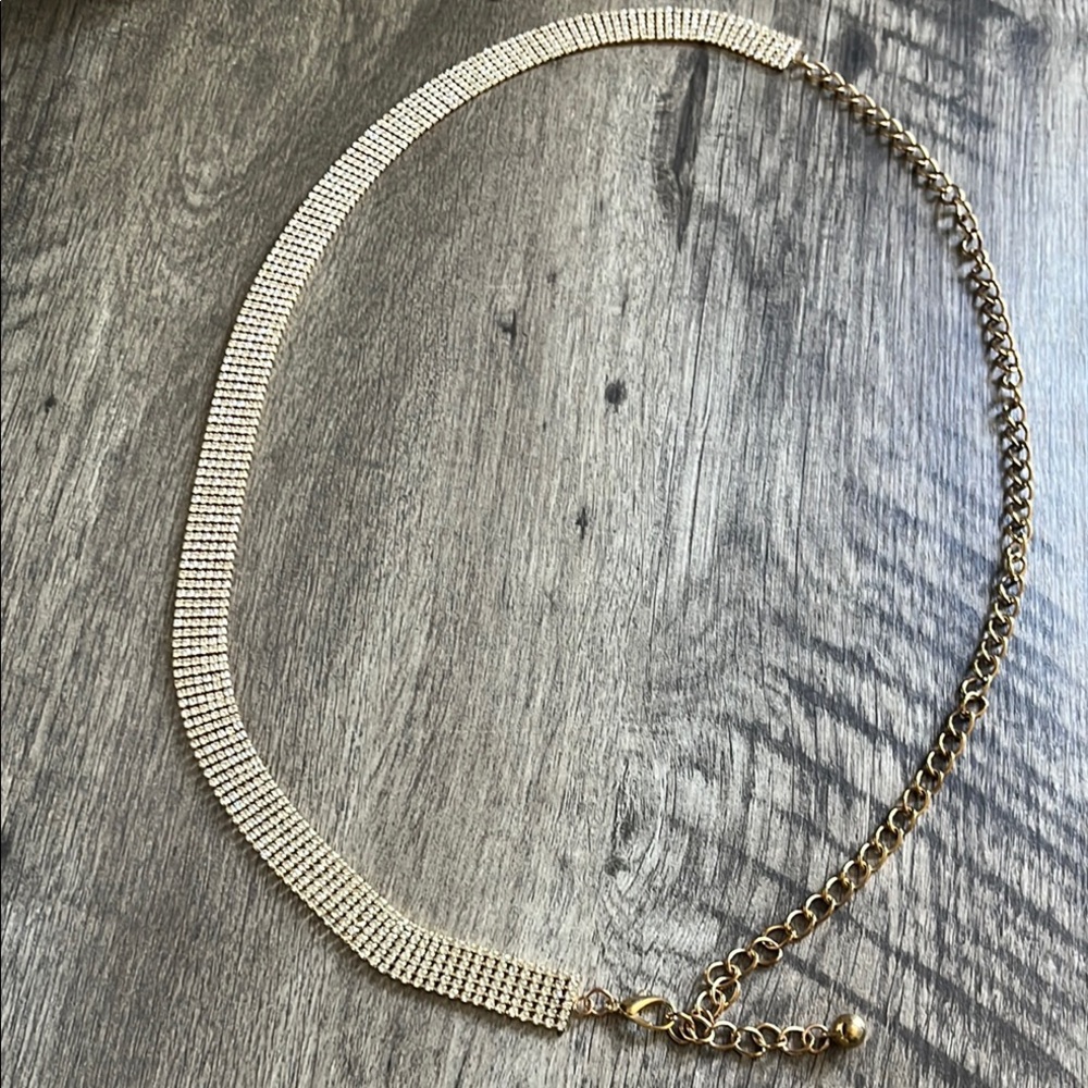 Elegant Adjustable OS Altar'd State Gold Rhinestone Chain Belt
